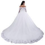 Wedding Dress 2026 New Simple Lace Sexy Word Shoulder Long Tail Main Wedding Dress Spring HZ0517