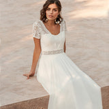2026 White Super Fairy Beach Vacation Daily Dress Chiffon Lace Bare Back Light Wedding Dress Direct HZ0517