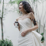 Light Wedding Dress Short Boobs Out Of The Yarn Exterior Scene To Shoot French-Style License Small White Dress Usually Can Wear HZ0517
