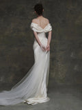 One-Word Shoulder Light Wedding Dress High-End Feeld With The Bridal Simple Light Luxury Super Fairy Fishtail Go Out Yarn Tail Welcome Dress HZ0517