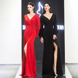 Dress Women's Banquet Evening Dress 2025 New Slim Red Temperament Host Dress Simple And Generous HZ0517