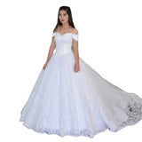 2026 New White Ball Dress Wedding Dress Retro Large Size Lace Wedding Dress HZ0517