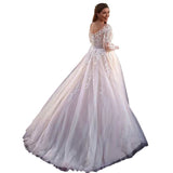 New Tailed Wedding Dress V-Neck Long-Sleeved Wedding Dress Poncho Dress High-End Light Luxury Wedding Dress HZ0517
