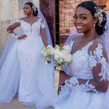 Wedding Bride 2026 Spring New Deep V-Neck Long Sleeve Drag Lace Bride Wedding Dress HZ0517