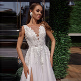 2026 New Wedding Dress Bridal French Light Wedding Dress Super Fairy Perspective V-Neck Sexy Drag Tail Thin Wedding Dress HZ0517