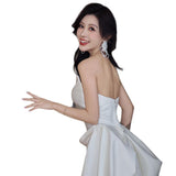 French Brated Light Wedding Dress Bride 2026 New High-End Feeld With The Yarn White Tail Dress Skirt HZ0517