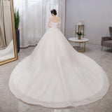 French Word Shoulder Main Wedding Dress 2026 Bride's New Court Wind Trip Film Wedding Dress Big Tail Wedding Dress HZ0517