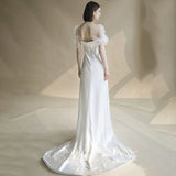 French Light Wedding Dress White Simple Super Fairy Dream Bride Welcome Out Yarn Temperament Tug-Tailed And Fasted-Sin Noodle Dress HZ0517