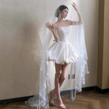 Breast-Shape Wedding Dress Woman 2026 New Bridal Wedding Temperament Go Out Yarn Light Luxury Small Travel Simple Short HZ0517