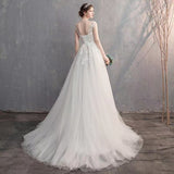 White Wedding Dress 2026 New Word Shoulder Repair A Version Of Travel Small Tail Soft Yarn Thin And Simple HZ0517