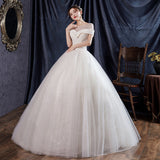 Main Wedding Dress Starry 2025 New Bride Shoulder French Senji Champagne Yarn F76 HZ0517