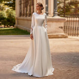 Sing Long-Sleeved Light Wedding Dress 2026 New French Retro Collar Thin Tailed Wedding Wedding Dress Spring And Autumn HZ0517