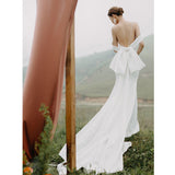 French Light Wedding Dress Super Xian Sen Family Travel Shooting Simple White Thin Tail Sexy Retro Exterior HZ0517
