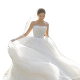 2026 New Breast-Shape Thin Wedding Dress Super Xiansen Wedding Bride Wedding Yarn Travel To Show Thin And Fluffy Skirt HZ0517