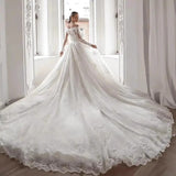 Wedding Dress 2026 New One-Word Shoulder Wedding Dress Skirt Leaking Back Sexy Lace Tail Wedding Dress HZ0517