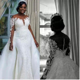 Wedding Dress 2026 New Shoulder Long-Sleeved Bride Wedding Fishtail Evening Dress Lace Wedding Dress HZ0517