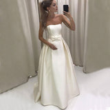 Wish Simple Densate Breast-Buttered Long-Term Wedding Dress HZ0517