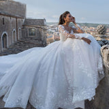 Light Wedding Dress Super Fairyson In The Runaway Princess French Bridal Tail Retro Thin V-Neck Long Sleeve Dress HZ0517