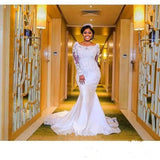 French One-Word Shoulder-To-Face Wedding Bride High-End Retro Lace Fishtail Go Out Yarn Super Fairy-Faced White Dress HZ0517
