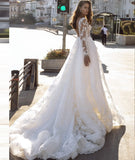 Deep V Bride Wedding Dress Long Tailed High Open Fork Sexy Dresses Dress Wedding Yarn HZ0517