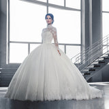 Lace Wedding 2026 New Bride Wedding Long Sleeves Drag High-End Atmosphere White Wedding HZ0517