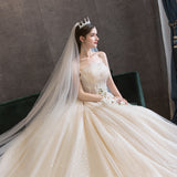 Light Wedding Dress 2026 New Temperament Tailed Bride Small Simple Breasts High-End Luxury High-End Dress HZ0517
