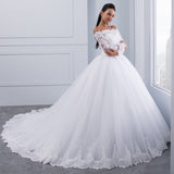 Wedding Dress 2026 New Simple Lace Sexy Word Shoulder Long Tail Main Wedding Dress Spring HZ0517