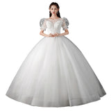 French Main Yarn Wedding Dress 2025 New Bridal Woman Qidi Hepburn Court Style Small Man Dress Covered Arm F88 HZ0517