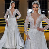 Light Wedding Bride 2026 New White Thin Fishtail Tug Lace Long Sleeve Simple Welcome Dress Dress HZ0517