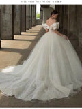 One-Word Shoulder Wedding Dress Bride 2026 New Temperament Main Yarn High-Quality Court Style French Large Tail Light Pregnant Woman HZ0517