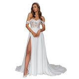Lace Wedding 2026 New Chiffon Dress Ball White Evening Dress Opens HZ0517