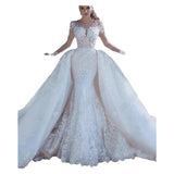 2026 New Wedding Dress African Bride Wedding Fishtail Lace Long-Sleeved Wedding Dress HZ0517