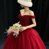 Red Shoulder Bride Wedding Dress Toaster Waist Size Pregnant Woman Out Punk Dress Solo Performance Evening Dress HZ0517