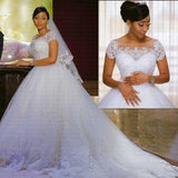 2026 New Retro Lace Affix African Wedding Dress Sexy Shoulder Bridal Dress HZ0517