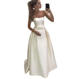 Wish Simple Densate Breast-Buttered Long-Term Wedding Dress HZ0517