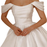 French White Shoulder Wedding Banquet Registration Certificate Go Out Yarn Birthday Party Annual Short Evening Dress Dress HZ0517