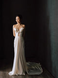 French High-End Go Out Yarn To Welcome Famous People's Light Luxury Annual Evening Dress Design Sense Niche Fishtail Light Wedding Dress Bride HZ0517