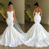 New Wedding Dress Bride White Sexy Sling Braped Fishtail Strap Wedding Dress High Sense HZ0517