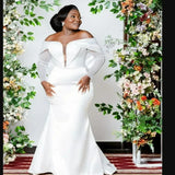 French-Style Stash Light Wedding Dress Fashion Shoulder Long Sleeve Slimming High-End Banquet Host Dress HZ0517