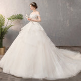 Main Wedding Dress Woman 2026 New Sen Bridal Wedding Simple V Collar Thin Shoulder-To-Shoulder Pavity HZ0517