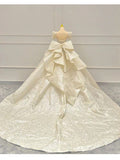 French Retro V-Neck Wedding Dress 2026 New Bride At The Runaway Princess Punt Skirt High-End Texture Small Tail Heavy Industry HZ0517