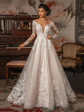 One-Word Shoulder Lace Light Wedding Dress Long-Sleeved Temperament High-End Fish Tail Go Out Yarn Light Luxury Small Welcome Engagement Dress HZ0517