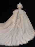 One-Word Shoulder Wedding Dress 2025 New Bridal Main Yarn Small French High-End Texture Drag High-End Fugitive Princess HZ0517