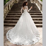 Wedding Lace Collar Long-Sleeved Bride Tail Wedding Dress 2025 New HZ0517