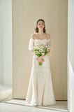 Mori's Wedding Dress Is A Word And Shoulder Repair To Go Out Yarn Chao Xian Travel Lawn Wedding Light Yarn Simple License Dress HZ0517