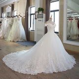 New Lace Strap Dress High-End Ponpong Skirt Wedding Dress Tail Long Wedding Dress Overseas Warehouse HZ0517