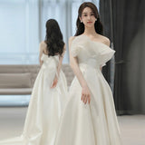 French Bra Light Wedding Dress Bride Simple High-End Feeling Of Lint White Dress Dress HZ0517