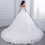 Wedding Dress 2026 New Simple Lace Sexy Word Shoulder Long Tail Main Wedding Dress Spring HZ0517