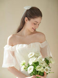 Mori's Wedding Dress Is A Word And Shoulder Repair To Go Out Yarn Chao Xian Travel Lawn Wedding Light Yarn Simple License Dress HZ0517