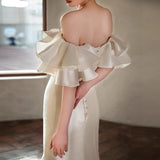 Sing Face Light Wedding Dress 2026 New Bridal Letter-On-Shoulder Retro Fishtail Simple Atmospheric Temperament Elegant Wedding Dress HZ0517